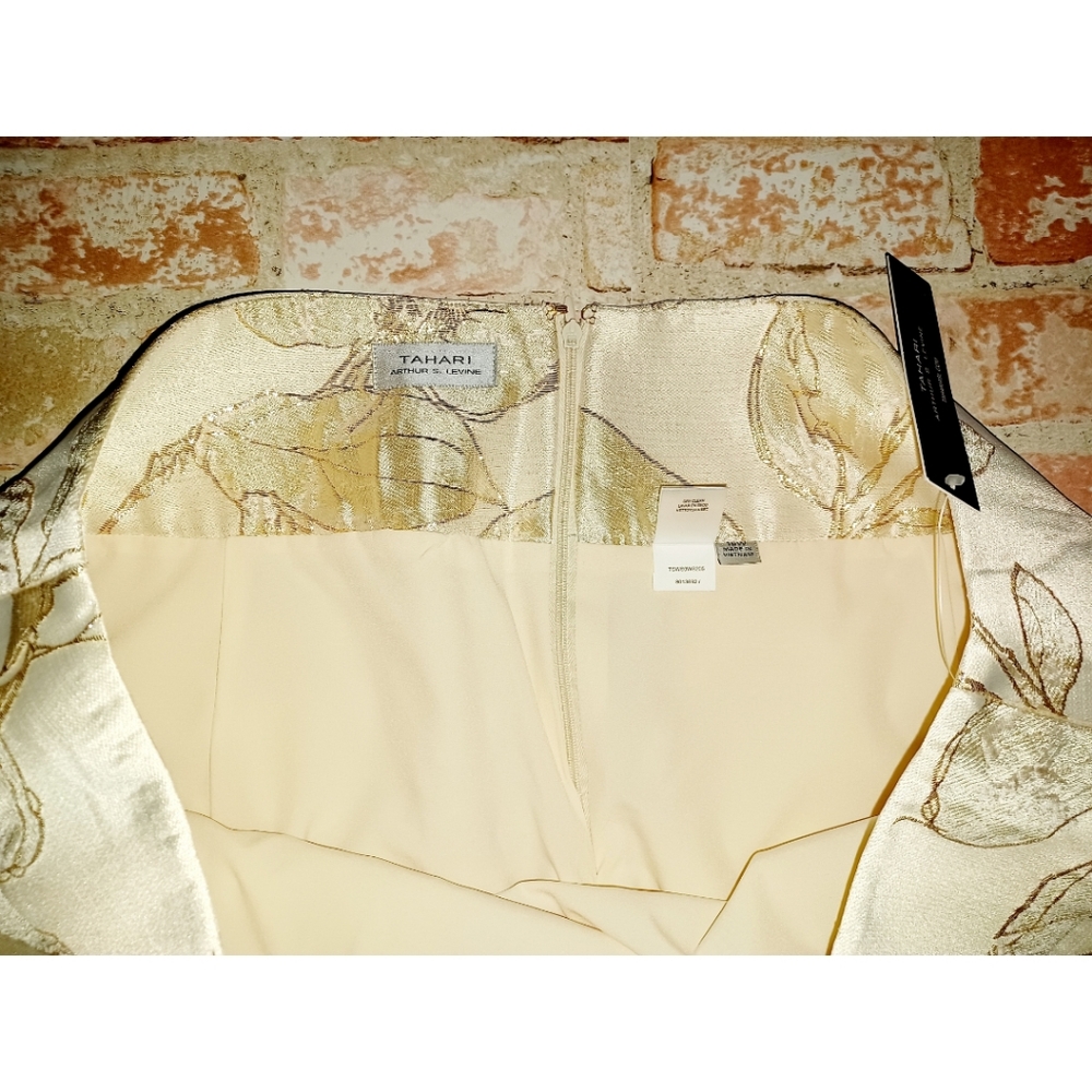 Tahari ASL Gold Natural Flora Jacquard Skirt - Picture 7 of 16